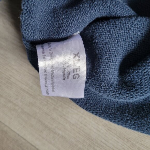 Eddie Bauer Mens XL Quarter-Zip Sweater Blue & Gray Stripes 100% Cotton - Picture 5 of 5